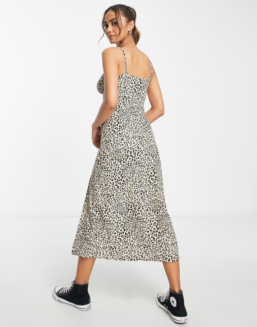 Miss Selfridge – Djurmönstrad slipklänning i midilängd med indragen byst , 4 av 4