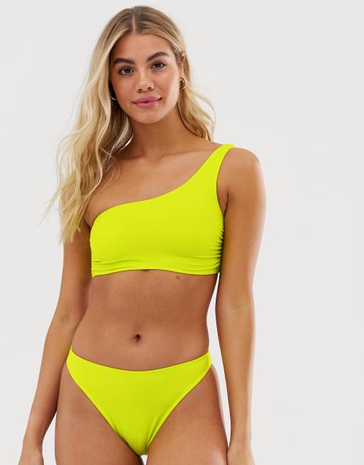 Miss Selfridge dół od bikini wysoko wycięty, kolor limonkowy, 4 z 4