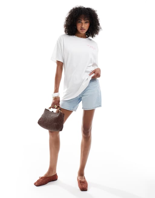 Miss Selfridge dolce vita summer graphic tee in white