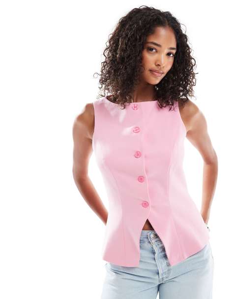 Miss Selfridge tailored waistcoat in pink