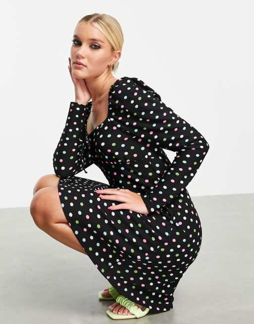 Miss Selfridge – Dopasowana sukienka mini z rozszerzanym dołem i wiązaniem z przodu