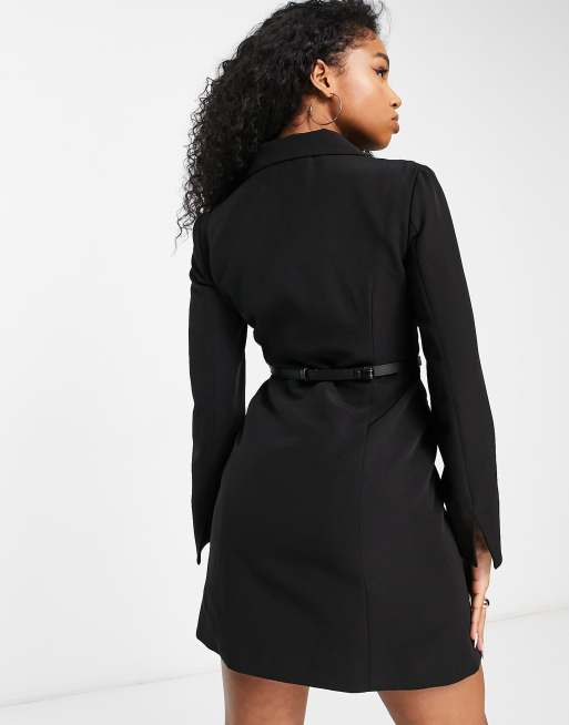 Miss Selfridge double breasted blazer dress with belt in black