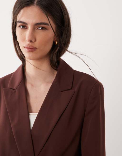 Miss Selfridge - Double-breasted blazer in chocoladebruin, 2 van 4