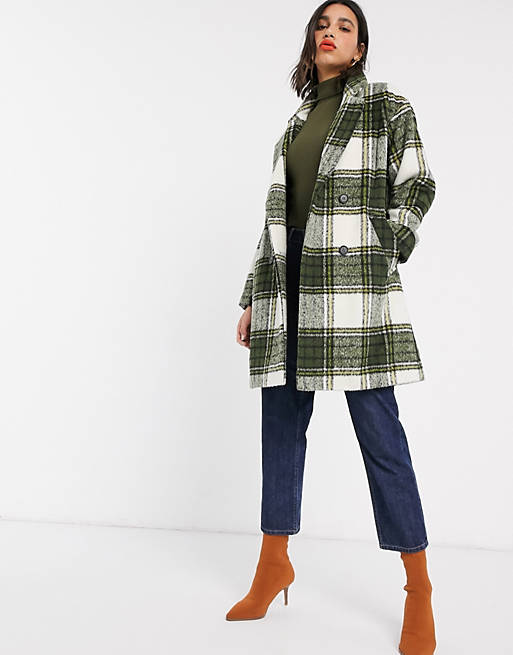 Miss Selfridge double breasted coat in check