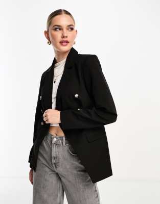 Topshop Tall tailored relaxed Slouch Blazer in Black