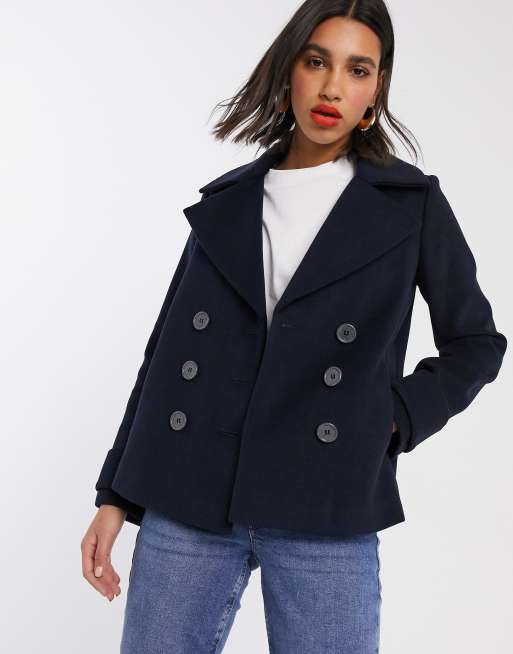 Navy double store breasted coat womens