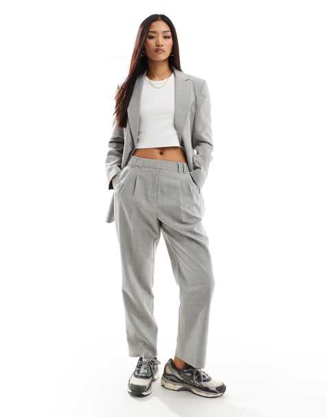 Miss Selfridge double pleat cigerette trouser in grey - view 1
