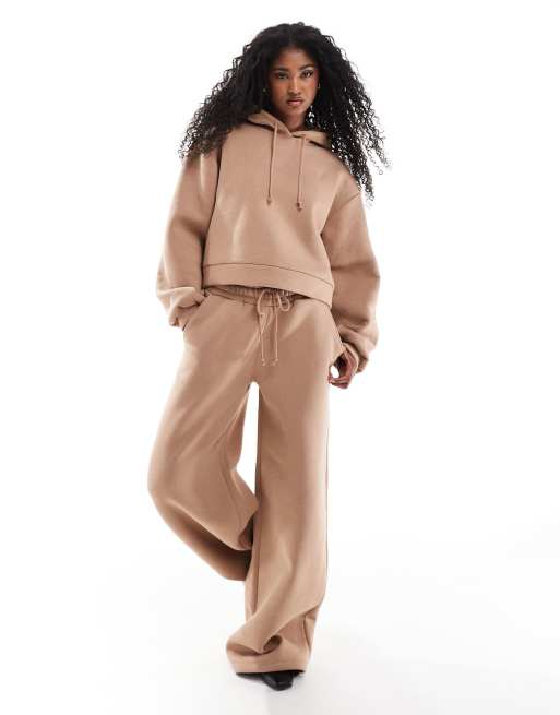 Miss Selfridge drop shoulder hoodie sweat co ord in mocha