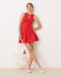 [Miss Selfridge] Miss Selfridge dropped hem mini dress in red 14 red