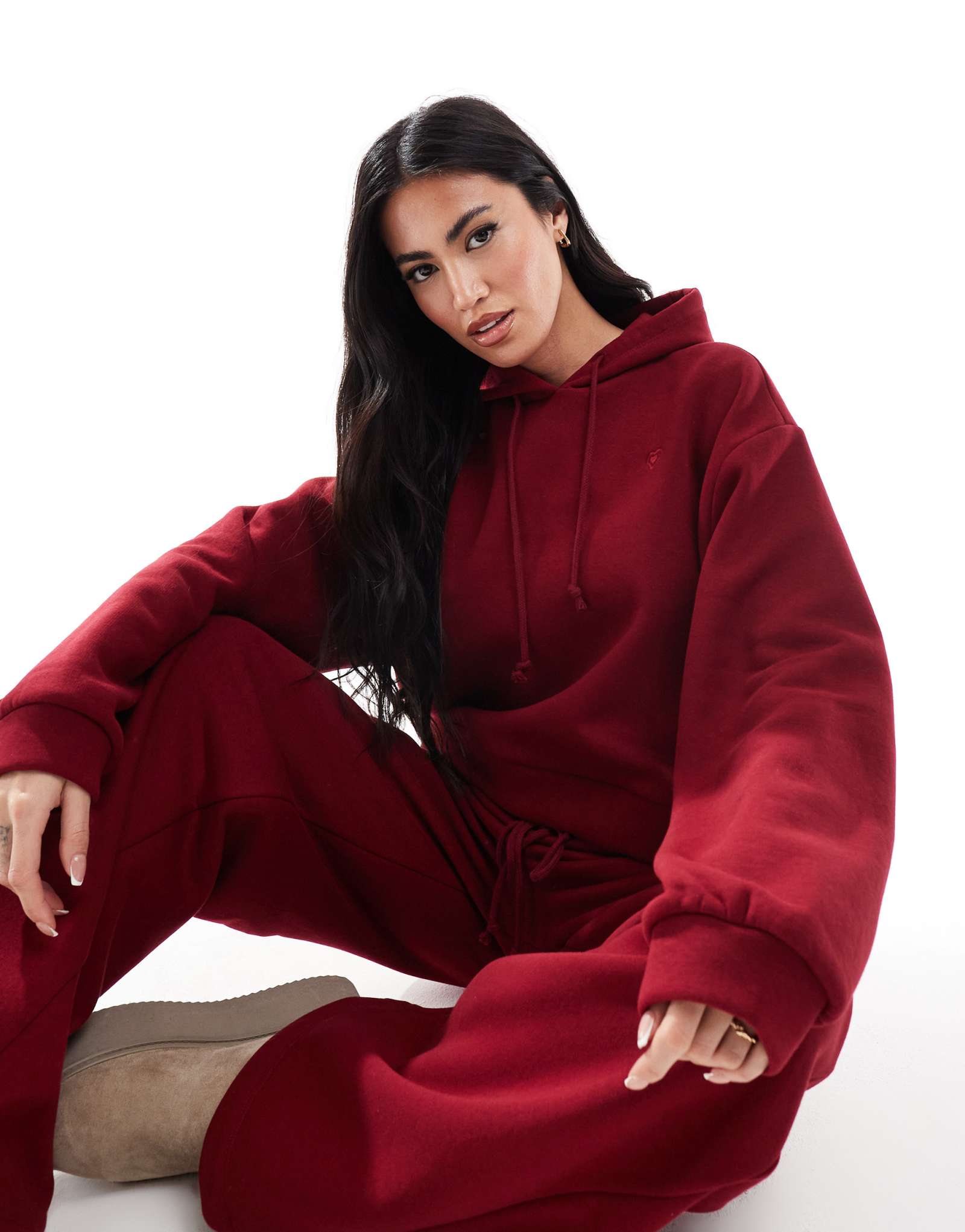 Худи Miss Selfridge lounge с открытыми плечами бордового цвета - часть комплекта