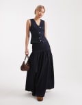 [Miss Selfridge] Miss Selfridge dropped waist denim maxi skirt in indigo-Navy 14 Indigo