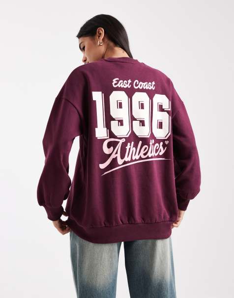 Miss Selfridge east coast oversized sweatshirt in plum - view 1