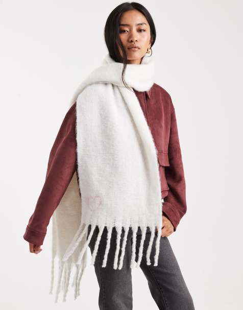 Miss Selfridge - Écharpe en maille à franges - Crème - view 1