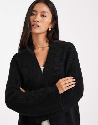 Miss Selfridge Edge To Edge Cardigan In Black