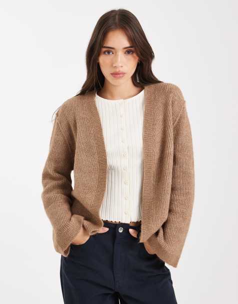Miss Selfridge edge to edge cardigan in camel - view 1