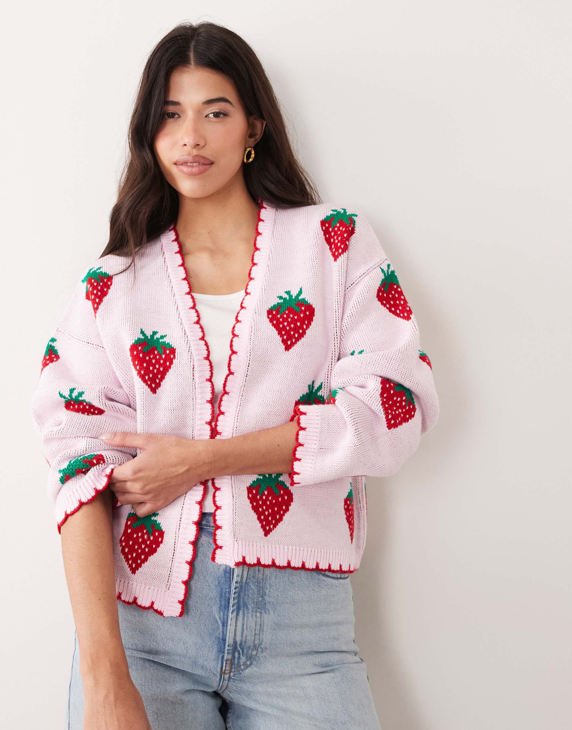 miss selfridge edge to edge cardigan with all over embroidery