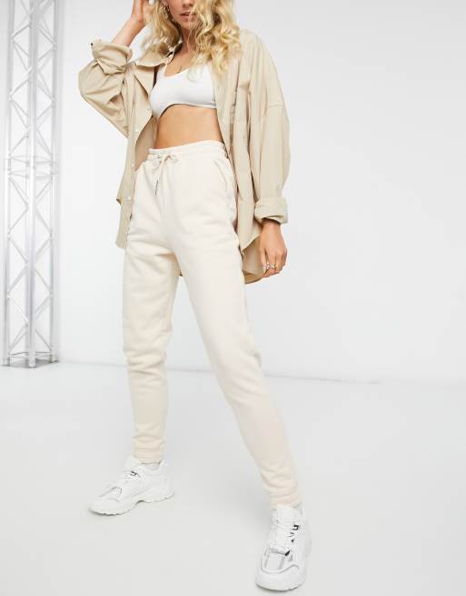 Miss Selfridge elastic cuff jogger in cream