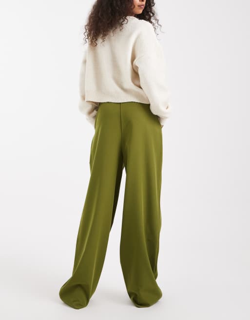 Miss Selfridge - Elegante broek met wijde pijpen in bosgroen, 3 van 5