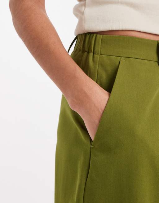 Miss Selfridge - Elegante broek met wijde pijpen in bosgroen, 4 van 5