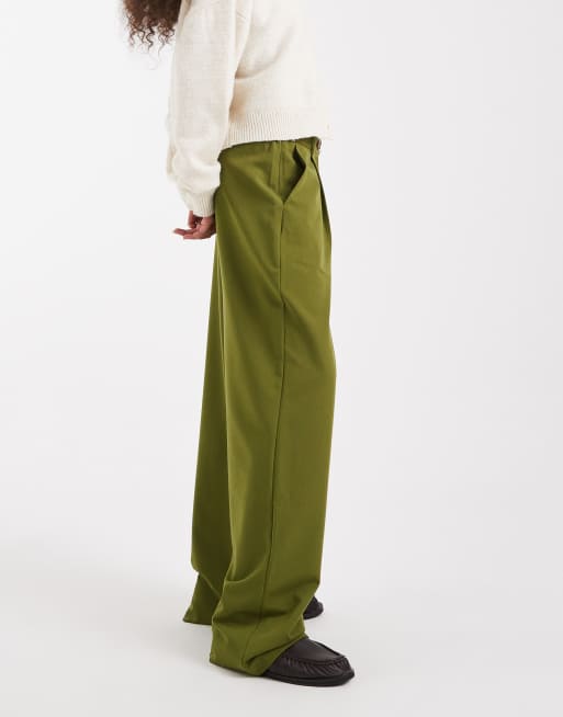Miss Selfridge - Elegante broek met wijde pijpen in bosgroen, 5 van 5