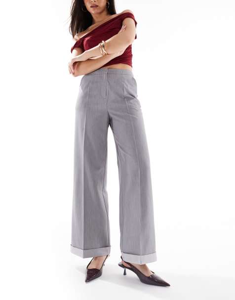 Miss Selfridge - Elegante broek met wijde pijpen in grijs - view 1