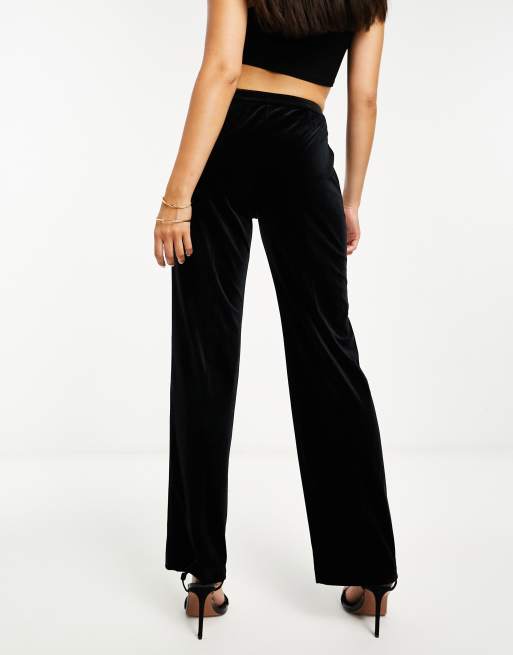 Miss Selfridge - Elegante fluwelen cigarette broek in zwart, 2 van 4