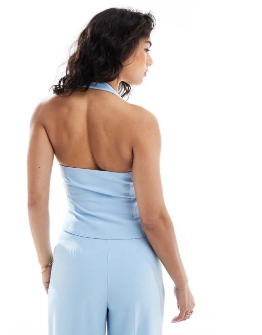 Miss Selfridge - Elegante gilet in lichtblauw, deel van co-ord set, 3 van 4