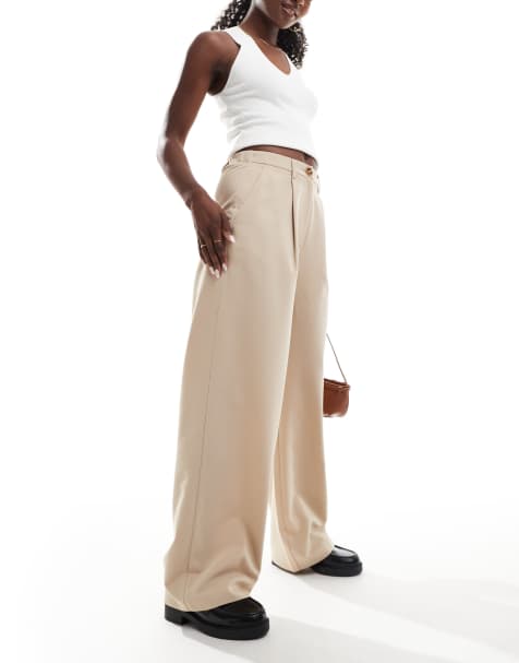 Miss Selfridge – Elegante Hose in Steinbeige mit weitem Schnitt - view 1