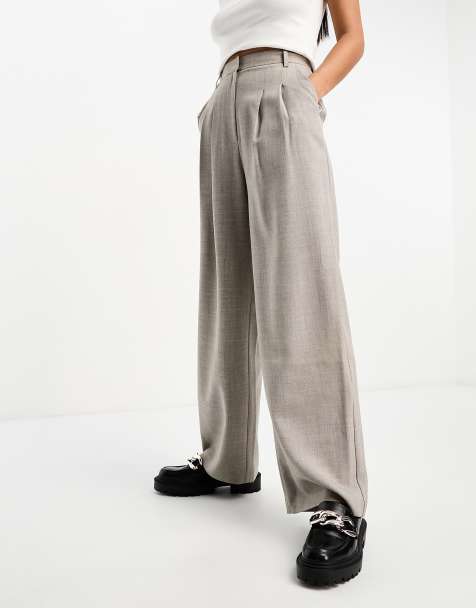 Miss Selfridge – Elegante Hose in warmem Grau mit weitem Bein - view 1