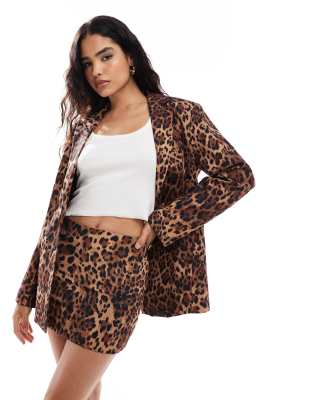 Miss Selfridge - Eleganter Mini-Volantrock mit Animalprint-Brown