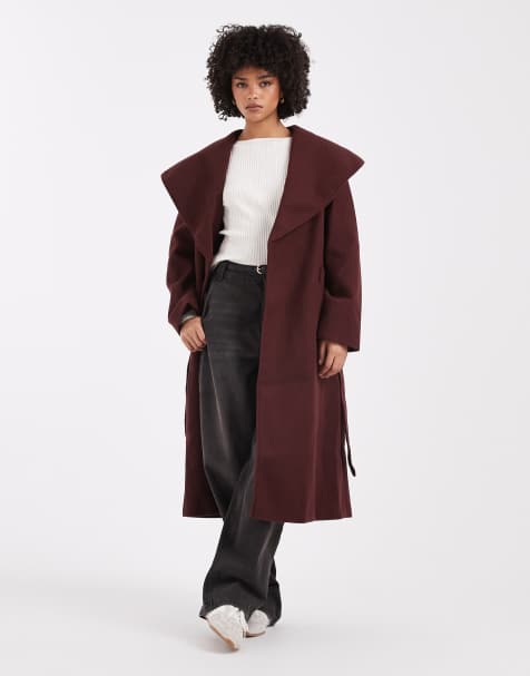 Miss Selfridge – Eleganter Wickelmantel in Schokobraun - view 1