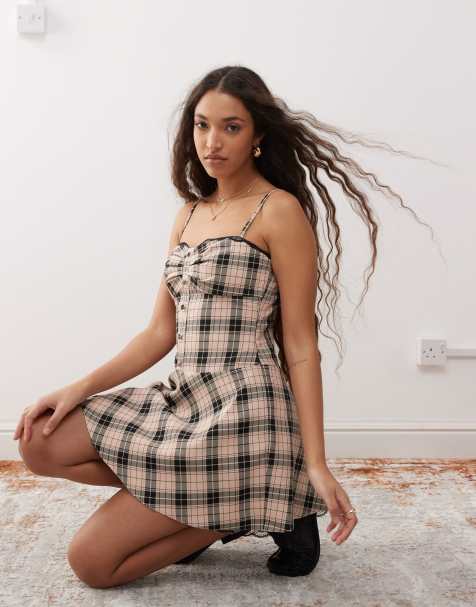 Miss Selfridge – Elegantes Mini-Trägerkleid mit Karomuster - view 1