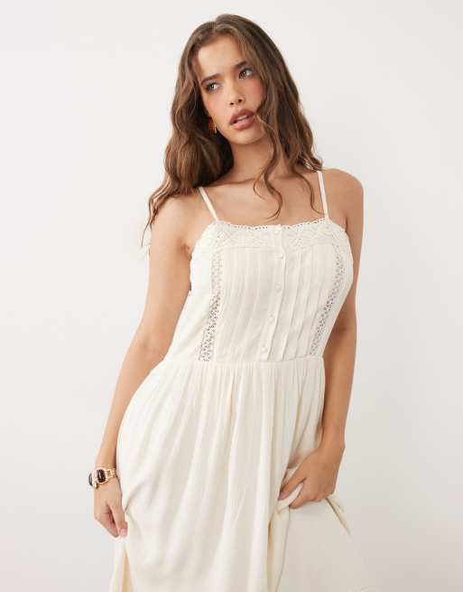 Miss Selfridge - Elfenbenshvid maxikjole med blondeindsatser, 2 af 4