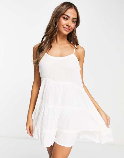 Miss Selfridge – Elfenbensvit, panelsydd, strukturerad slipklänning 