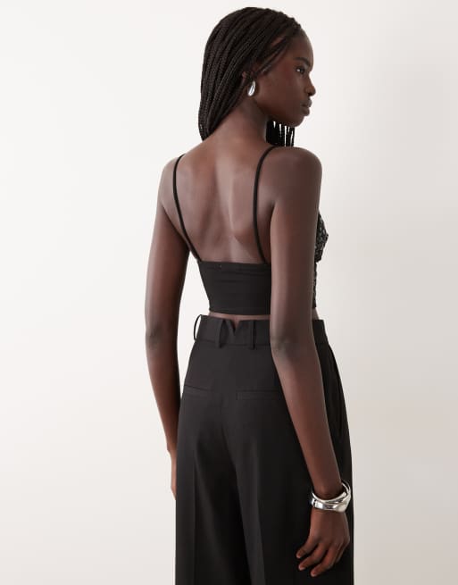 Miss Selfridge embellished bralette in black , 2 of 4