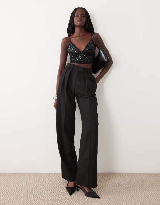 Miss Selfridge embellished bralette in black , 3 of 4