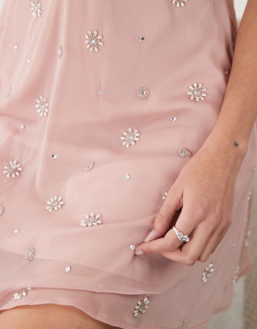 Miss Selfridge embellished cami mini dress in pink, 2 of 4