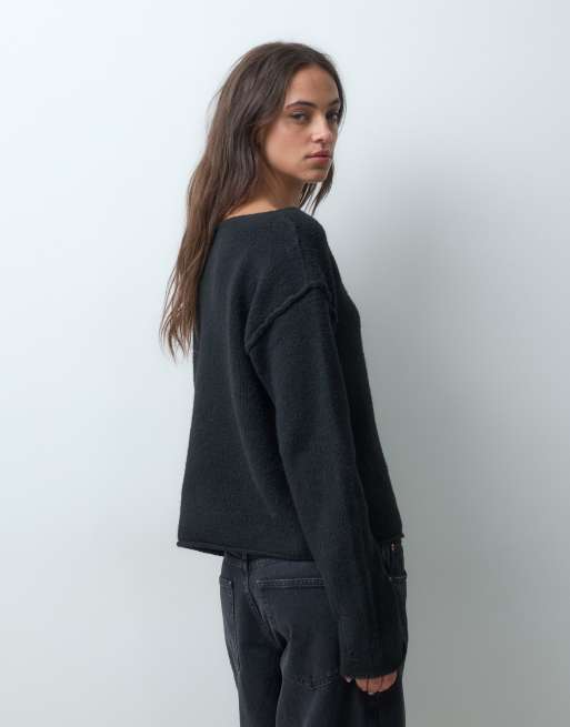 Miss Selfridge embellished slouchy sweater in black, 5 of 5