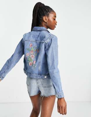 jean jacket with embroidered back