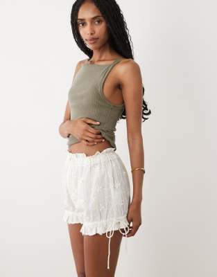 Miss Selfridge embroidered bloomer short in white