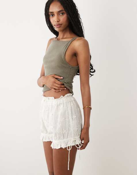 Miss Selfridge embroidered bloomer short in white - view 1