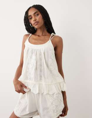 Miss Selfridge Embroidered Cami Top In White
