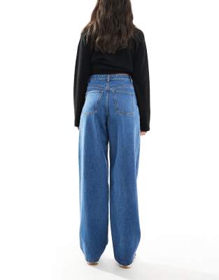 Shop Miss Selfridge Embroidered Floral Baggy Jean In Blue