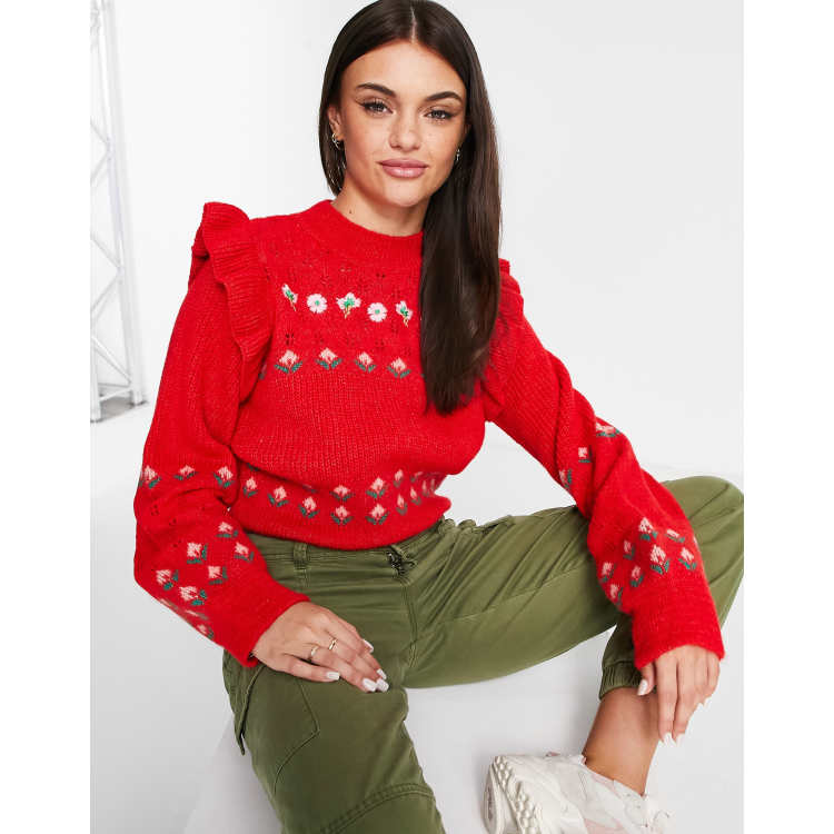 Miss selfridge red on sale jumper