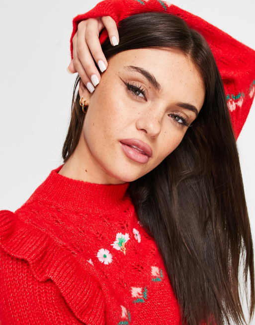 Miss selfridge red on sale jumper