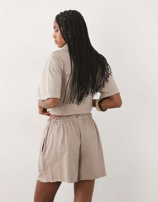 Miss Selfridge embroidered shorts in brown (Part of a set), 5 of 5