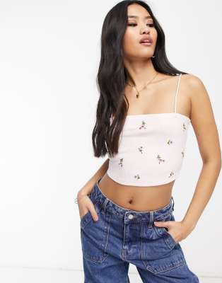 Miss Selfridge embroidered skinny strap cami