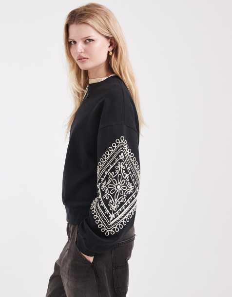 Miss Selfridge embroidered sleeve sweatshirt - view 1