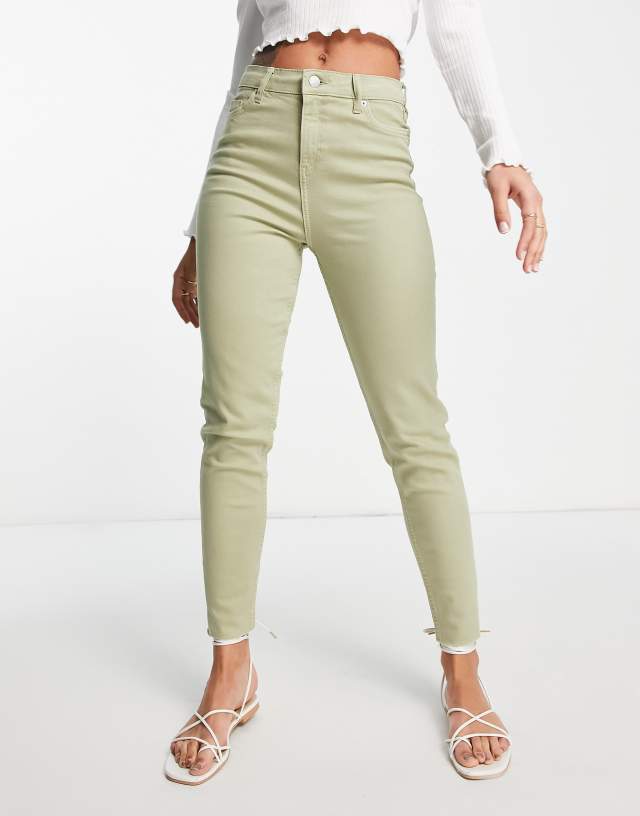 Miss Selfridge Emily high rise skinny jeans in khaki