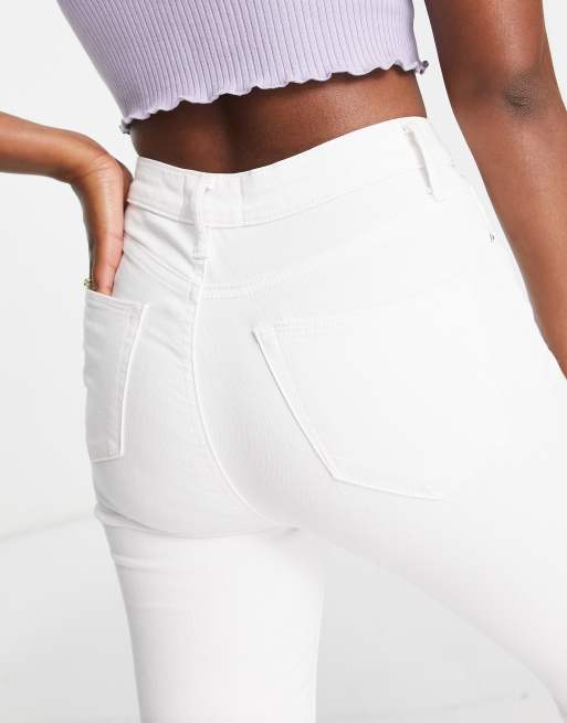 Miss Selfridge Emily high waist ankle grazer skinny jeans in white